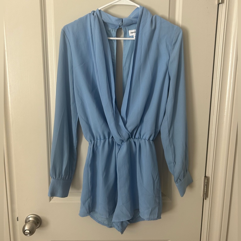 Blue Superdown Romper - Open Front And Back Size … - image 1